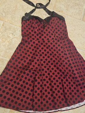 Women's Red Polka Dot Halter Dress